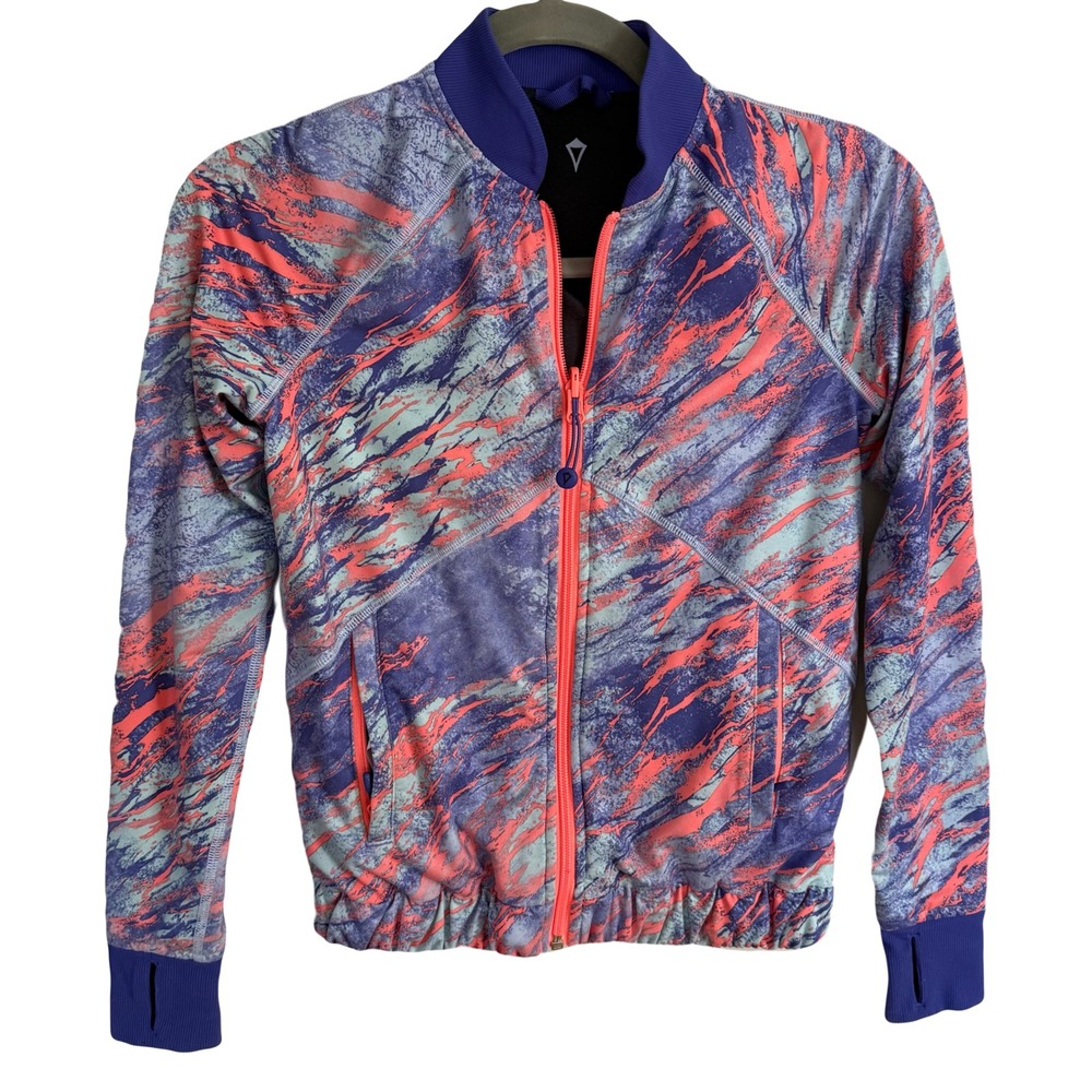 Lululemon Ivivva Girls Athletic Track Jacket Full Zip‎ Abstract Print Size 10